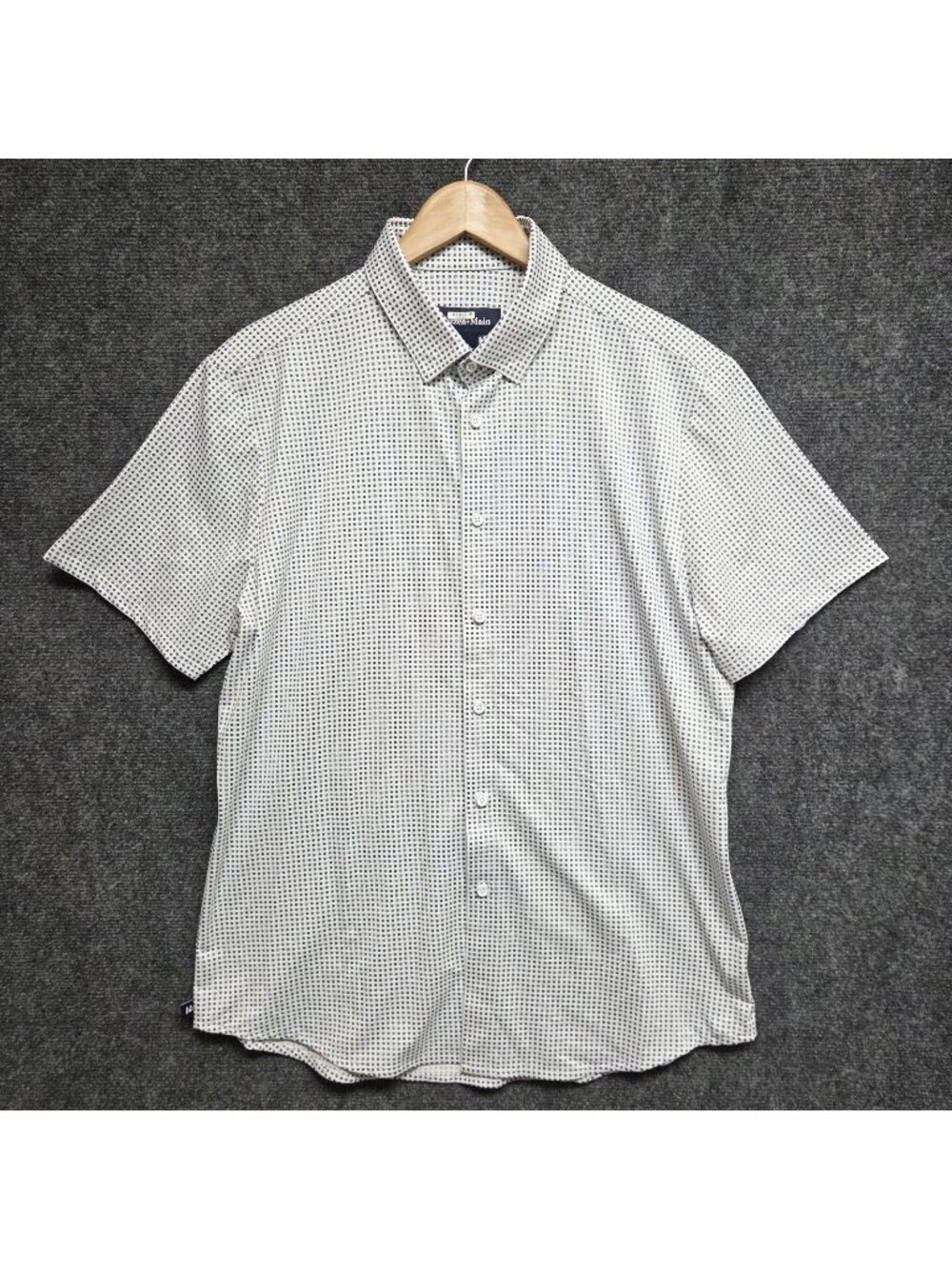 Mizzen + Main Halyard Shirt Mens Large Blue Geo Twill Print Trim Button Down